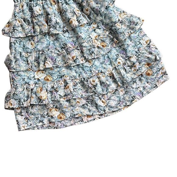 BTFBM Floral Elastic Waist Ruffle Tiered One Shoulder Sundress Multicolor Medium - Picture 4 of 8